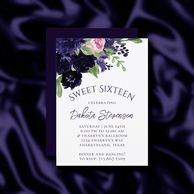 Lush Blossoms | Purple and Pink Roses Birthday Invitation (Creator Uploaded)