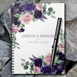 Lush Blossoms Purple and Pink Roses Wedding Notebook