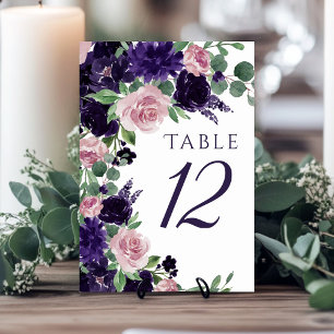 Lush Blossoms   Purple and Pink Roses Wreath Table Number