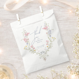 Lush Blue Boho Wildflowers Elegant Wedding Favour Bags