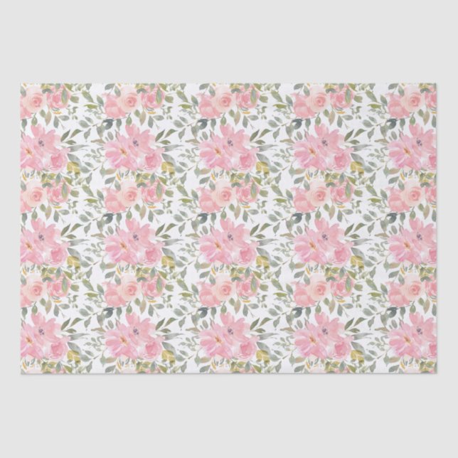 Lush Blush Pink Floral Small Business Packaging Tissue Paper (Front)