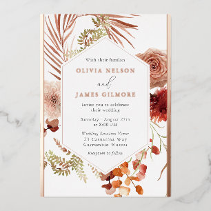 Lush Bohemian Floral Frame Wedding Rose Gold