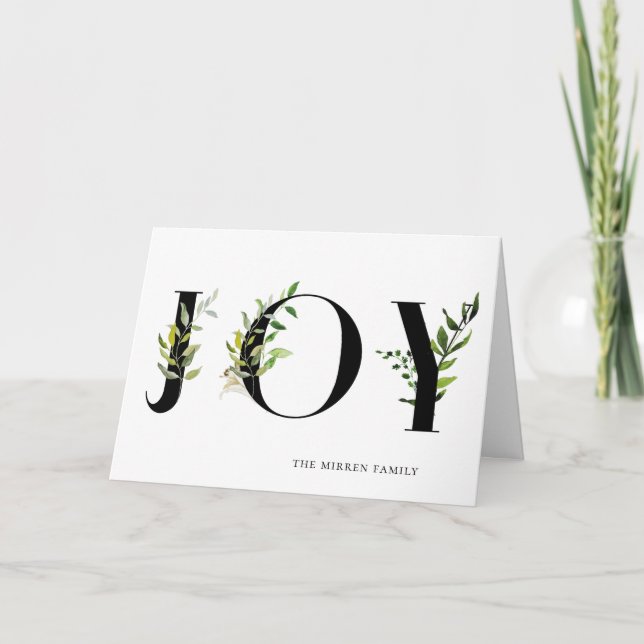 Lush Botanical Joy Folded Photo Holiday Card (Front)