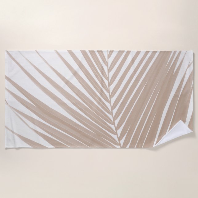 Lush Caribbean Palm in Warm Beige #1 #tropical  Beach Towel (Front)