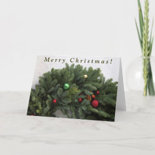 Lush Christmas wreath Holiday Card