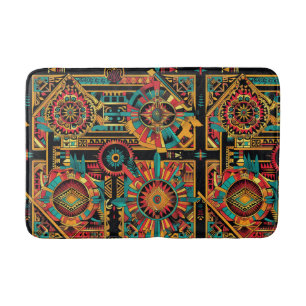 Lush Cyan "Aztec Dream" Comfort Bath Mat