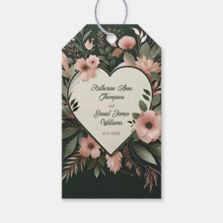Lush Dark Green and Blush Pink Floral Wedding Gift Tags
