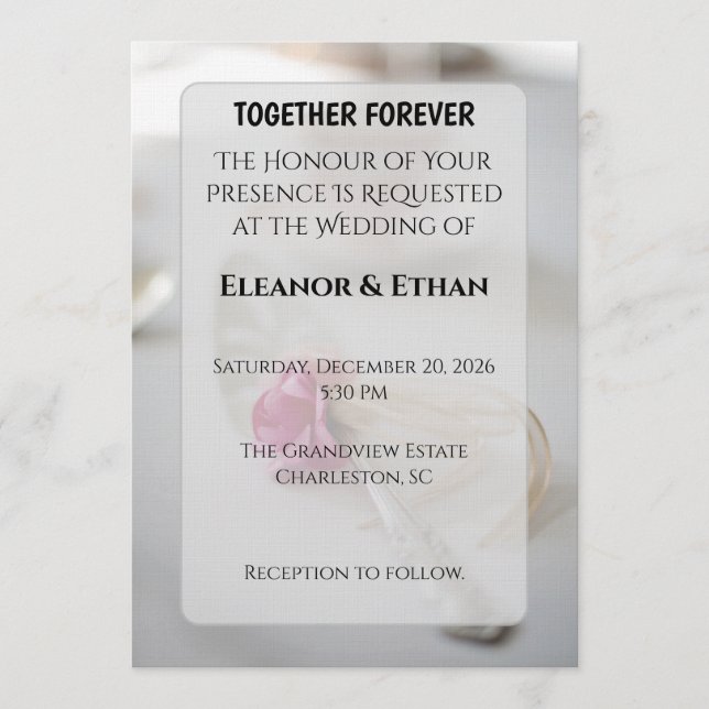 Lush Deep Red Rose Bouquet Moody Romantic Wedding  Invitation (Front)