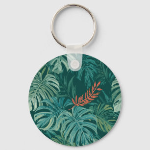 Lush Emerald Jungle Print Key Ring