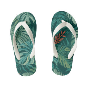 Lush Emerald Jungle Print Kid's Jandals