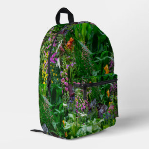 Lush English Cottage Garden Summer Flowers Photo Printed Backpack