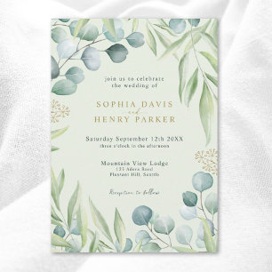 Lush Eucalyptus Greenery Light Sage Wedding Invita Invitation