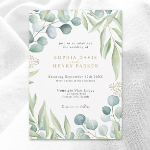 Lush Eucalyptus Light Greenery Sage Wedding Invita Invitation