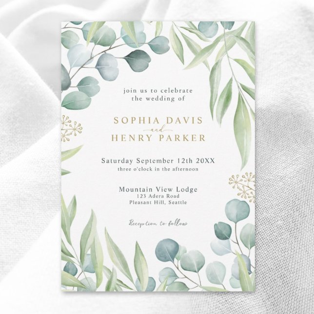 Lush Eucalyptus Light Greenery Sage Wedding Invita Invitation (Creator Uploaded)