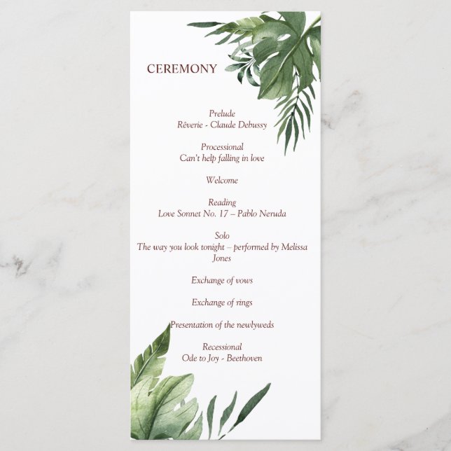 Lush Exotic Tropical Palm Leaves Programme (Front)