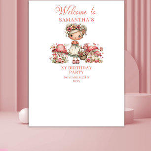 Lush Fairy Blush Pink Floral Birthday Banner Tapestry