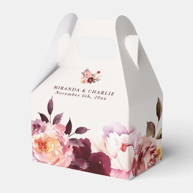 Lush Fall Floral Wedding Favour Boxes (Front Side)