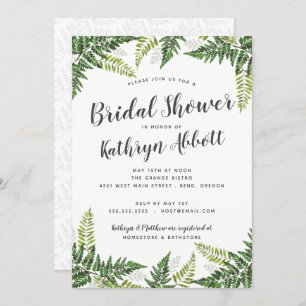 Lush Fern Tropical Botanical Wedding Bridal Shower Invitation