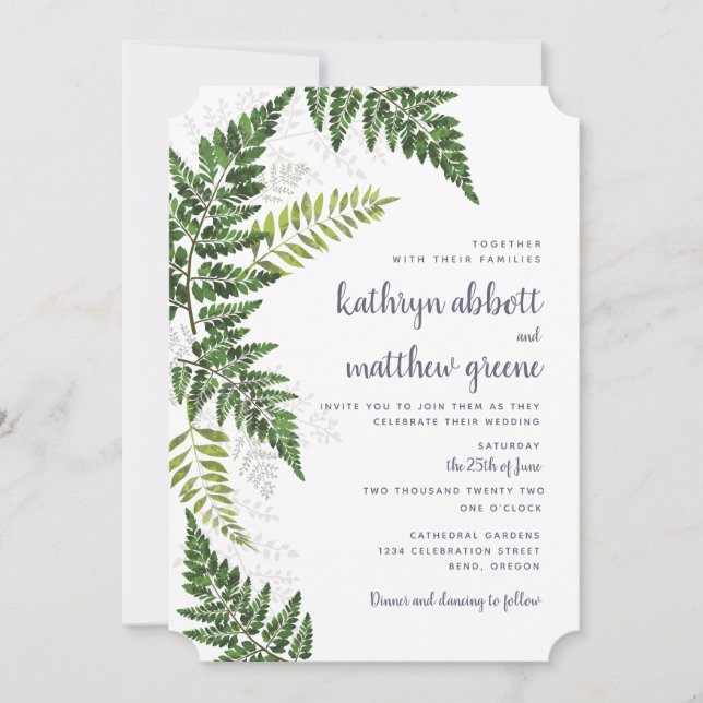 Lush Fern Wedding Suite Invitation (Front)