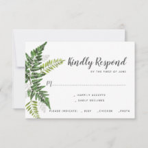 Lush Fern Wedding Suite Reply with Dinner Options