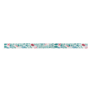 Lush Flamingo Jungle Pattern *Soft Breeze* Satin Ribbon