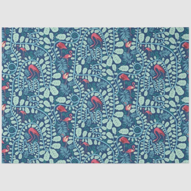 Lush Flamingo Jungle Pattern Tissue Paper (Front)