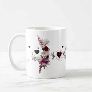Lush Floral Cluster Velvet Hearts Classic Mug Gift
