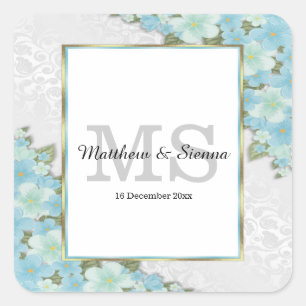 Lush floral wedding square sticker