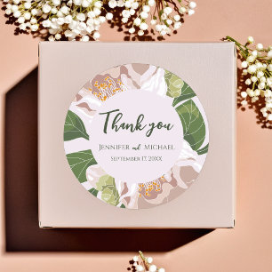 Lush Flower and Greenery Elegant Classic Round Sticker