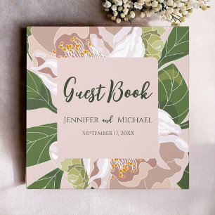 Lush Flower and Greenery Elegant Guest Book