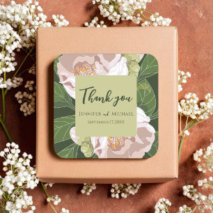 Lush Flower and Greenery Elegant  Square Sticker