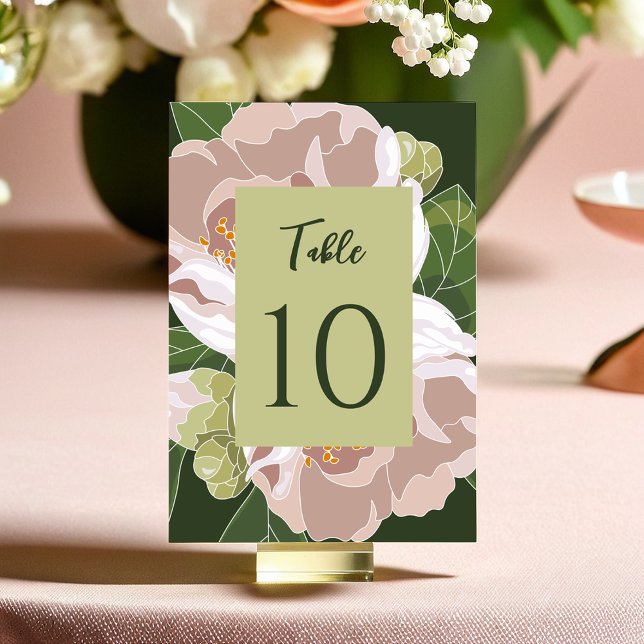 Lush Flower and Greenery Elegant Table Card (Lush Flower and Greenery Elegant Table Card)