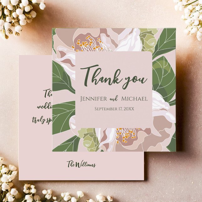 Lush Flower and Greenery Elegant  Thank You Card (Lush Flower and Greenery Elegant Thank You Card)