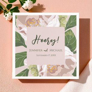 Lush Flower and Greenery Elegant Wedding Napkin