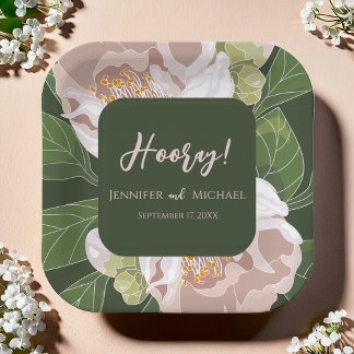 Lush Flower and Greenery Elegant Wedding Paper Plate