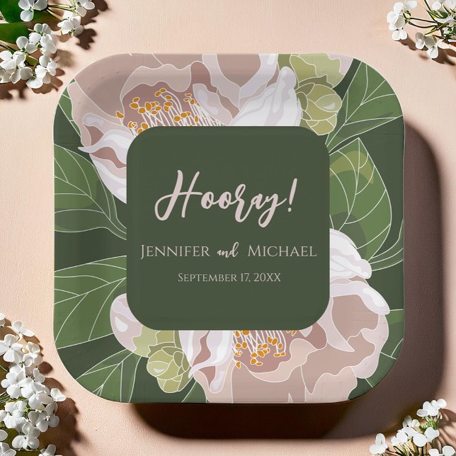 Lush Flower and Greenery Elegant Wedding Paper Plate (Lush Flower and Greenery Elegant Wedding Paper Plates)