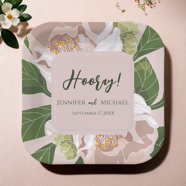 Lush Flower and Greenery Elegant Wedding Paper Plate (Lush Flower and Greenery Elegant Wedding Paper Plates)