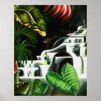 Lush Forest Waterfall In Geometric Art Style v1