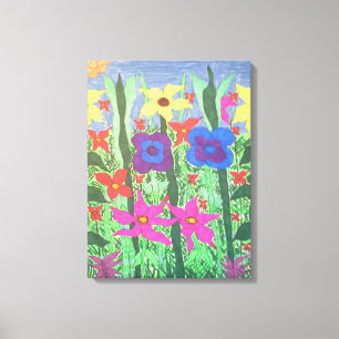 Lush Garden Floral Folk Art Canvas Print