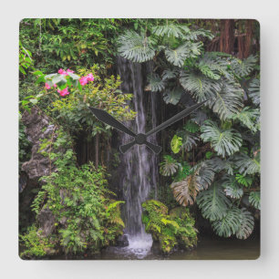 Lush Garden Waterfall, China Square Wall Clock