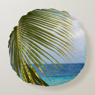 Lush Glam Palm Ocean 1 Round Cushion
