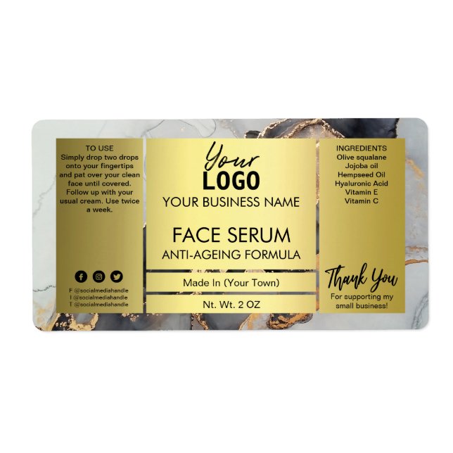 Lush Gold And Black Ink Face Serum Label (Front)
