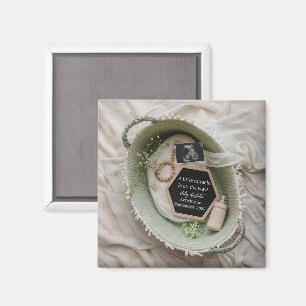 Lush Green  Basket Pregnancy Announcement keepsake Magnet
