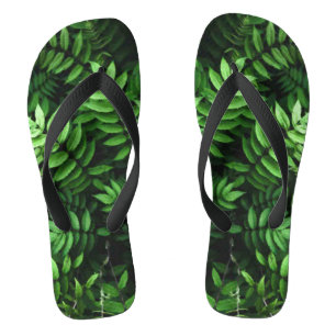 Lush Green Fern Leaves Photo Jandals