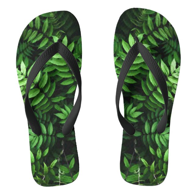 Lush Green Fern Leaves Photo Jandals (Footbed)