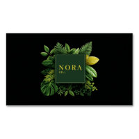 Lush Green Foliage Black Gold Frame Botanical