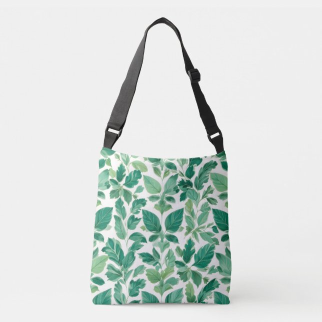 Lush Green Foliage Pattern Crossbody Bag (Front)