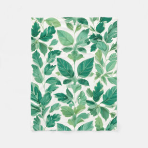 Lush Green Foliage Pattern Fleece Blanket
