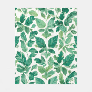 Lush Green Foliage Pattern Fleece Blanket