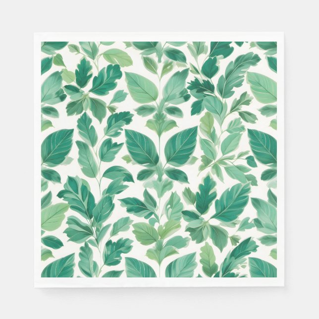 Lush Green Foliage Pattern Napkin (Front)
